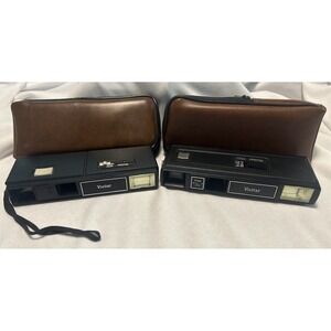 Vivitar 600 and 700 Vintage 110 Film Pocket Cameras with Brown Cases Lot of 2